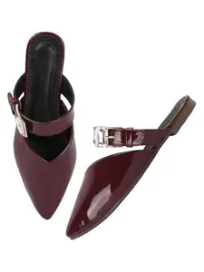 SELFIEE Trendy All Occasion Comfortable Shiny Mules Flats Sandals Light Weight For Women & Girls