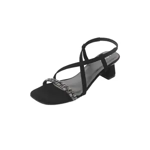 Metro Women's Black Fashionable Block Heel Sandal with Back Starp UK/4 EU/37 (40-348)