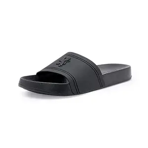 Red Tape Casual Sliders for Men's - Comfortable Black Slip-On Casual Sliders for Men's
