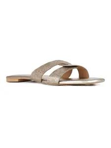 Inc.5 Womens Golden Casual Solid Open Toe Flat Slip-On Sandals