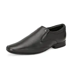 VALENTINO Men's Premium Leather Black Slip-On Formal Shoes | (Stanley-20-Black-8)