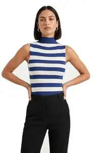 LASOON Women’s Sleeveless Striped Summer Top | Soft Viscose Spandex Blend | Stretchable Casual Wear Top for Women & Girls