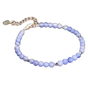 LKBEADS Blue Lace Agate Bracelet with Silver Plated Clasp – 5mm Round Beads – Smooth Cut – 7 inch adjustable – Healing, Fashion, Gift, Spiritual, Yoga|LK_STACK_01508