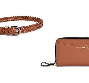 Belwaba Gift Hamper for Women/Ladies I Leatherite Wallet & Belt Combo Gift Set I Gift for Friend, Daughter, Sister. (Tan)