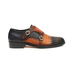 Harperwoods Handmade Monk Style Multi Color Leather Shoes for Men with Leather Sole