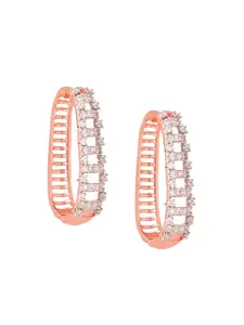 Yellow Chimes Hoop Earrings for Women | Traditional Rosegold Plated AD Earrings | American Diamond Studded Hoops Earrings for Girls | Birthday Gift For Girls Anniversary Gift for Wife