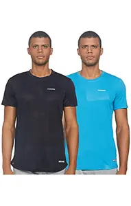 Charged Active-001 Camo Jacquard Round Neck Sports T-Shirt Navy Size Large And Charged Pulse-006 Checker Knitt Round Neck Sports T-Shirt Scuba Size Large