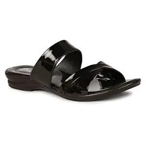 BIG BIRD FOOTWEAR Rubber Sole Synthetic Leather Wedges Heel Sandal for Women & Girls (Black, Size : 8UK)