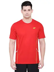 Yonex 5953-30 Polyester Badminton Mens Round Neck T-Shirt, Small (High Risk Red)