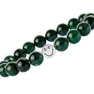 Gemsmantra Natural Green Jade Stretchable Crystal Bracelet | Lab Certified 8mm Round Cut Beads | Unisex Healing Bracelet for Men & Women | Promotes Harmony, Healing & Prosperity