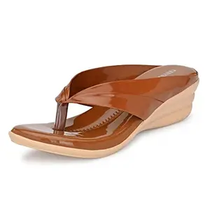 Centrino Women's 6219 TAN Thong Comfortable Ortho Care Ladies | Fashion Wear Sandal & Chappal | Soft Cushioned for More Comfort-5 Kids UK (6219-02)