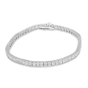 925 SILLER - 925 Pure Silver Bracelet for Girls and Women Tennis Bracelet with Box Lock_BR1047