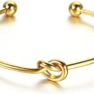 El Regalo Stainless Steel Forever Love Knot Infinity Cuff Bracelets for Girl & Women- Waterproof Infinity Knot Adjustable Bracelet (Gold)