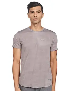 Charged Active-001 Camo Jacquard Round Neck Sports T-Shirt Light-Grey Size Medium
