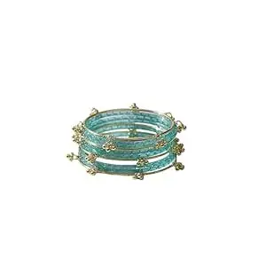 BANGLESKART Kashmiri Ghangharoo Glass Bangle Set for Women| Light Weight Bangles | Traditional Transparent Fancy Glass Chudi Set for Wedding, Party(Set Of 18)