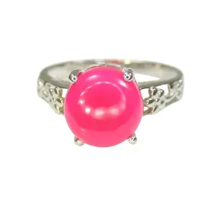 Natural Pink Onyx Solitaire Ring With 925 Sterling Silver 4.11 Grams Ring