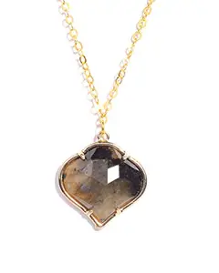 Gempro Genuine Labradorite Gemstone Gold Plated Murakan Motif Chain Pendant Necklace for Women