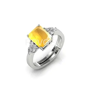 RRVGEM YELLOW SAPPHIRE RING 11.25 Ratti / 11.00 Carat Certified Unheated Untreatet Natural PUKHRAJ RING Silver Plated Adjustable Ring Certified AA++ Natural for Man and Women(Lab - Tested)