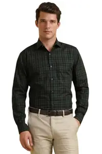 Allen Solly Men's Checkered Slim Fit Shirt (ASSFQSPPA04806_Green