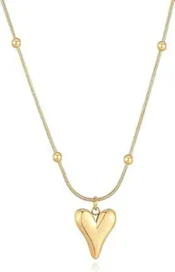 Bauble Cluster Anti Tarnish Heart Pendant Necklace ||gift for girls Gold-plated Plated Stainless Steel Necklace (Pack of 1)