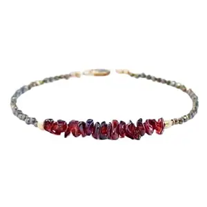 LKBEADS Natural Round Shape Smooth Cut Beads Stretchable Bracelet for Men & Women Garnet & Pyrite Nugget & Rondelle Faceted & Smooth Multicolor 7 Inch Bracelet