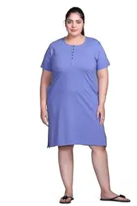 In Love Women Cotton Buttoned Plus Size Short Slip Nighty Chemise
