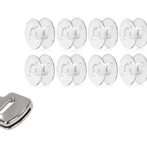 Zenith 10 pc Plastic Bobbins & Gathering Pressure Foot for All Domestic Automatic Sewing Machine Like Usha janome Singer, Embroidery Machines. White Steel (Gathering + 10 Plastic Bobbins)