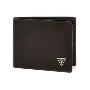 GUESS Men Brown Solid Leather Bi-Fold Wallets