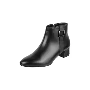 Mochi Women Black Faux Leather Elegant Slip-On Formal Boots UK/5 EU/38 (31-713)