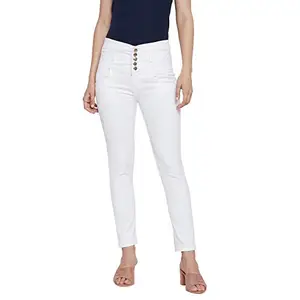 Nifty Women's Denim Stretchable High Waist Jeans (1236, White, 38)