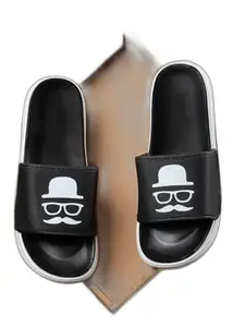 Men Casual slippers comfortable slides (Black-FMF-07-Men-Flipflop-08)
