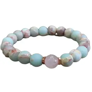 LKBEADS Matte Sea Sediment & Rose Quartz Bracelet, Beaded Bracelet, Gift for her, Gemstone Bracelet, Healing Bracelet, Friendship Bracelet, 8mm Bead|8mm Round|Smooth|Multicolor|SRC_LI_000120