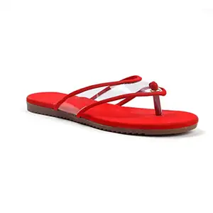 Walkfree Flat Slippers for women, Women Footwear, Flat chappal for women stylish latest, ladies designer fashionable Flat chappal ladies perfect for every special occasion (AM-6111-Red-36)