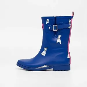 Brooklyn Walk Women's Printed Mid Calf Garden Rain Boots Side Elastic Matte Finishing Short Outdoor Size EU 37/UK 5 Blue