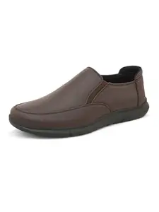 FENTACIA Brown Faux Leather Formal Without Lace Shoes for Men - 6 UK