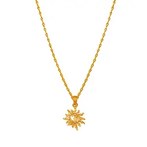 JFL - Jewellery for Less Gold Plated SUN/OM Pendant with Chain for Women & Girls- Valentine Latest Love,Valentine