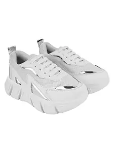 Shoetopia Women's Flat Sneakers White-EU41 /UK8