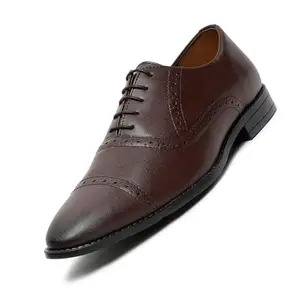 LOUIS STITCH Men's Formal Lace-up Oxford Shoes for Men | Solid Design | Ideal for Formal, Business Casual, and Parties | Brunette Brown, Size UK 12 (RG_OX)