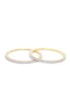 Priyaasi American Diamond Bangles for Women | Gold-Plated | Set of 2 | Fancy Bangle Set for Women | Bridal Bangles Set for Wedding & Parties