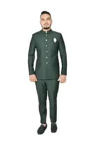 Jodhpuri Coat Suit 2pc for Men (in, Numeric, 32, Bootal Green) (in, Numeric, 44, Regular, Bootle Green)