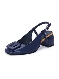 EL PASO Women's Navy Blue Faux Leather Casual Slip On Heels - EPW444NavyBlue_4
