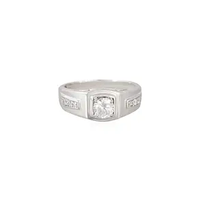 Hiflyer Jewels 925 Sterling Silver Women's Ring with CZ | Round Stone & Side Accents | Elegant Statement Jewelry