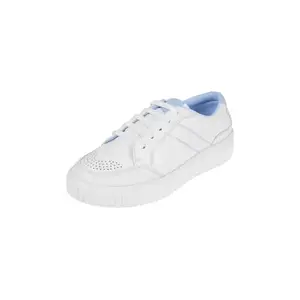 Metro Women's White Faux Leather Perforation Stitch Detail Low Heel Sneakers UK/3 EU/36 (31-644)