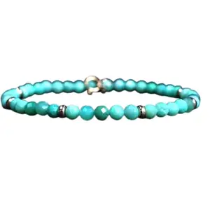 Gems_Hub Silver Plated Bracelet with Green Faceted Chrysoprase Beads – Round 4mm – For Men & Women|FIZA_LINK_02078