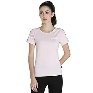 Puma Women's Solid Regular Fit T-Shirt (58700403_Pink Dogwood XL)