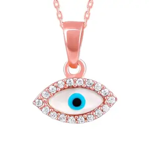 GIVA 925 Silver Rose Gold Evil Eye Pendant With Link Chain| Necklace to Gift Women & Girls | With Certificate of Authenticity and 925 Stamp | 6 Months Warranty