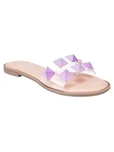 The White Pole Attractive Fancy and Trending Comfortable Casual Purple Flats Slipper-Sandal for Women and Girls