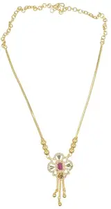 GVG jewellery Elevate your style with our gold finish Multi Colour stones Pendant chain set No-1046