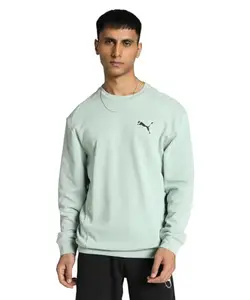Puma Men's Cotton Crew Neck Sweatshirt (676063_Green Fog