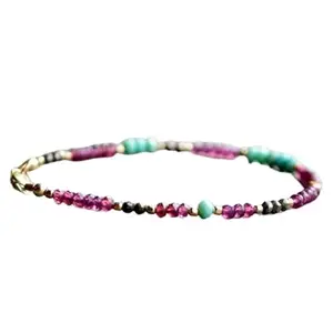 RRJEWELZ Garnet, Pyrite & Chrysoprase bracelet for men & women - 3mm Rondelle Faceted beads - 7 Inch with Silver plated clasp – Healing, Fashion, Gift, Spiritual, Yoga|LCBR_RR_07722